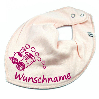 HALSTUCH Zug mit Name oder Text personalisiert für Baby oder Kind aus Baumwolle in Einheitsgröße verschiedene Farben