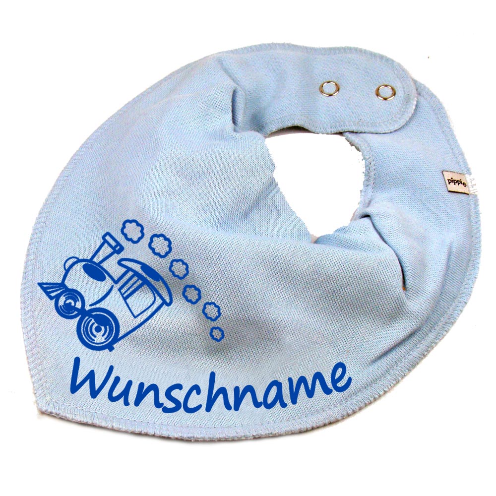 HALSTUCH Zug mit Name oder Text personalisiert für Baby oder Kind aus Baumwolle in Einheitsgröße verschiedene Farben