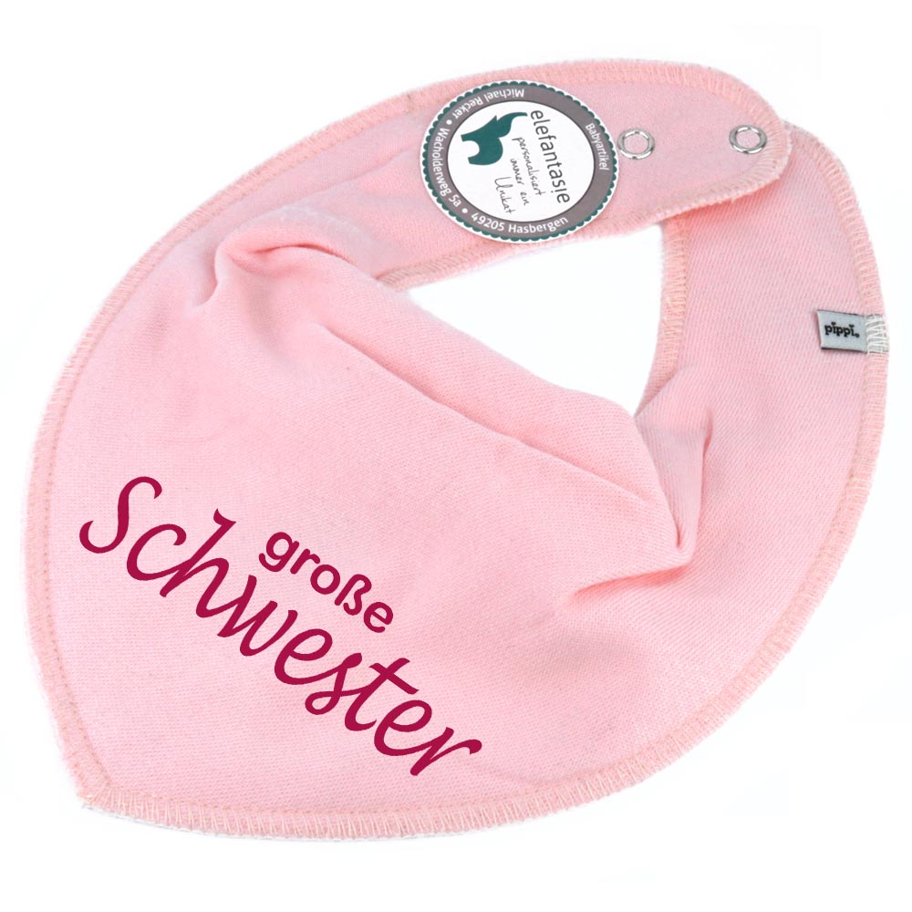 HALSTUCH mit Spruch große Schwester für Baby oder Kind rosa aus Baumwolle in Einheitsgröße