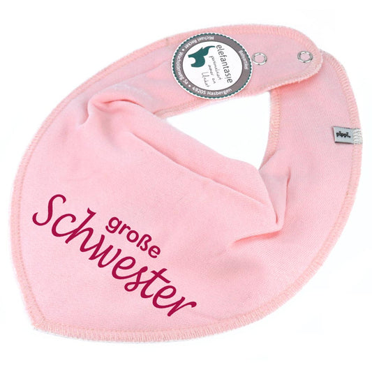 HALSTUCH mit Spruch große Schwester für Baby oder Kind rosa aus Baumwolle in Einheitsgröße