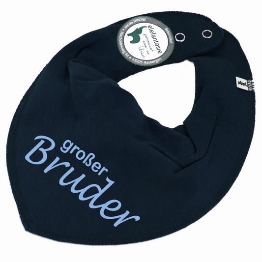 HALSTUCH mit Spruch großer Bruder für Baby oder Kind dunkelblau aus Baumwolle in Einheitsgröße