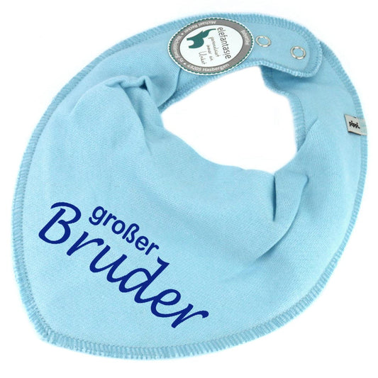 HALSTUCH mit Spruch großer Bruder für Baby oder Kind hellblau aus Baumwolle in Einheitsgröße