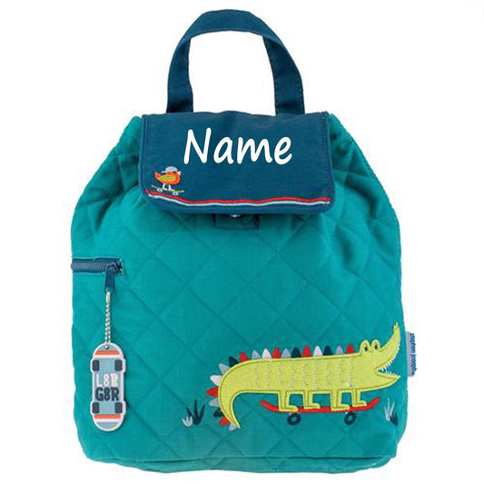 Personalisierter Rucksack für Kinder 8 Liter Kindergartenrucksack aus Baumwolle mit Namen bedruckt Motiv Krokodil