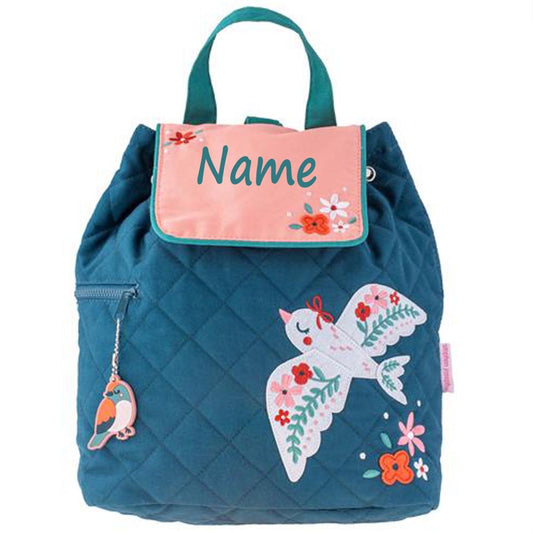 Personalisierter Rucksack für Kinder 8 Liter Kindergartenrucksack aus Baumwolle mit Namen bedruckt Motive Taube