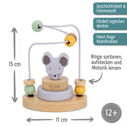 Trixie Mini Motorikschleife aus Holz PERSONALISIERT Steckspiel mit Namen graviert Geschenk zur Geburt Maus