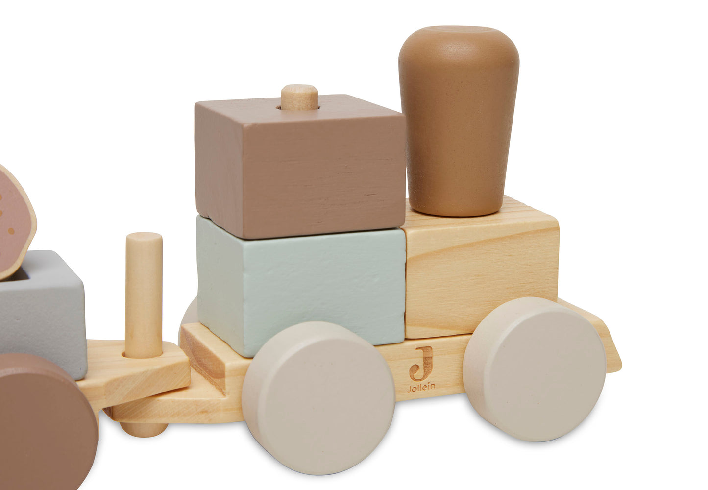 Spielzeugeisenbahn Holzzug für Kinder ab 12 Monate personalisiert mit Name und Geburtsdaten beige