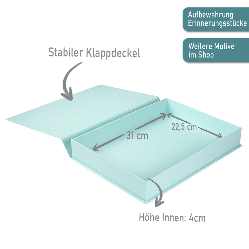 Personalisierte Baby Erinnerungsbox, Bauernhof Design mit Traktor, 33x24cm, Geburtsgeschenk mit Name und Geburtsdaten