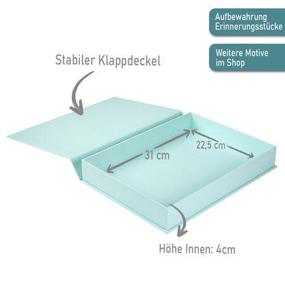 Personalisierte Baby Erinnerungsbox, Bauernhof Design mit Traktor, 33x24cm, Geburtsgeschenk mit Name und Geburtsdaten