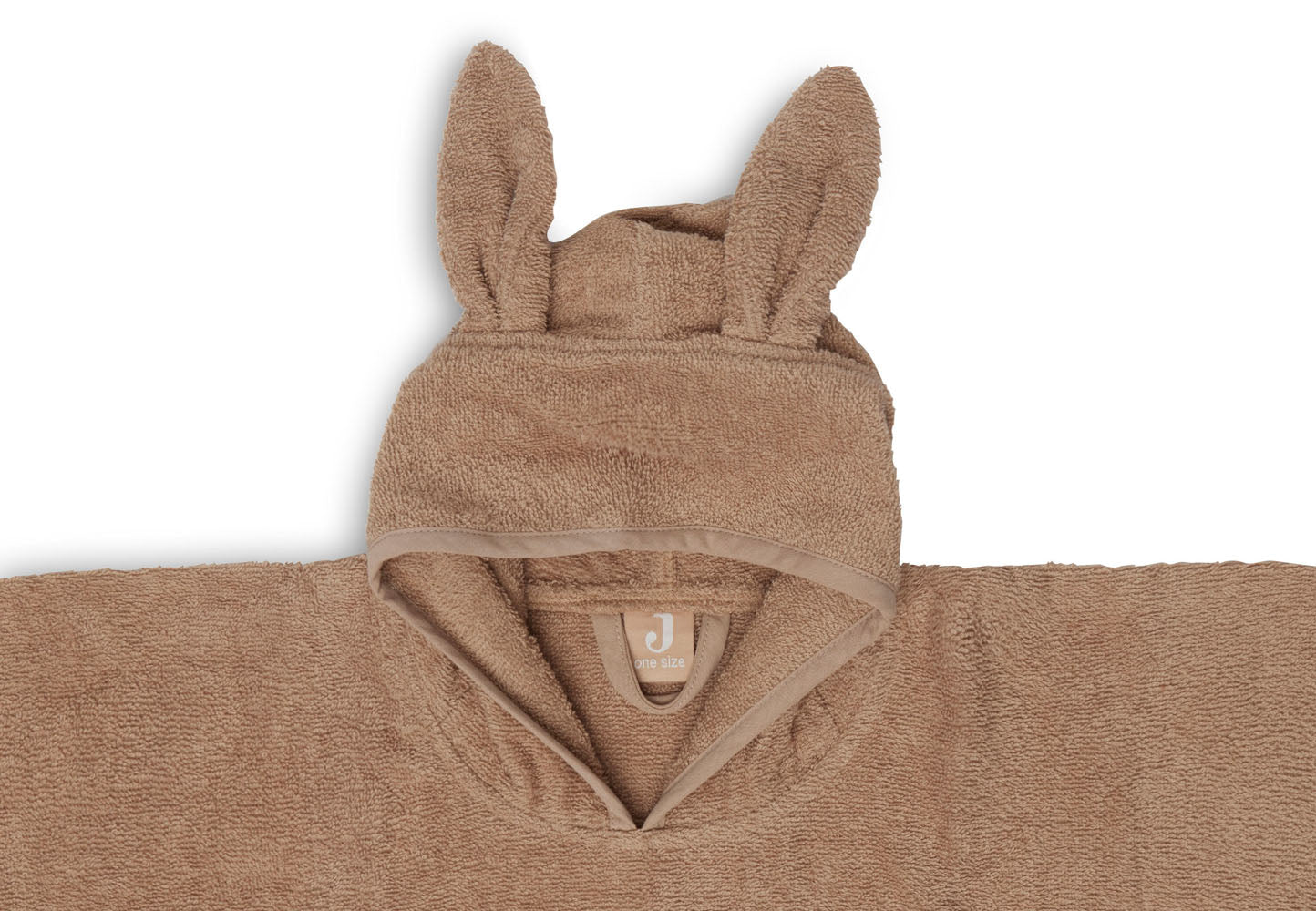 Baby Badeponcho mit Name bestickt Poncho aus Frottee Baumwolle Nougat