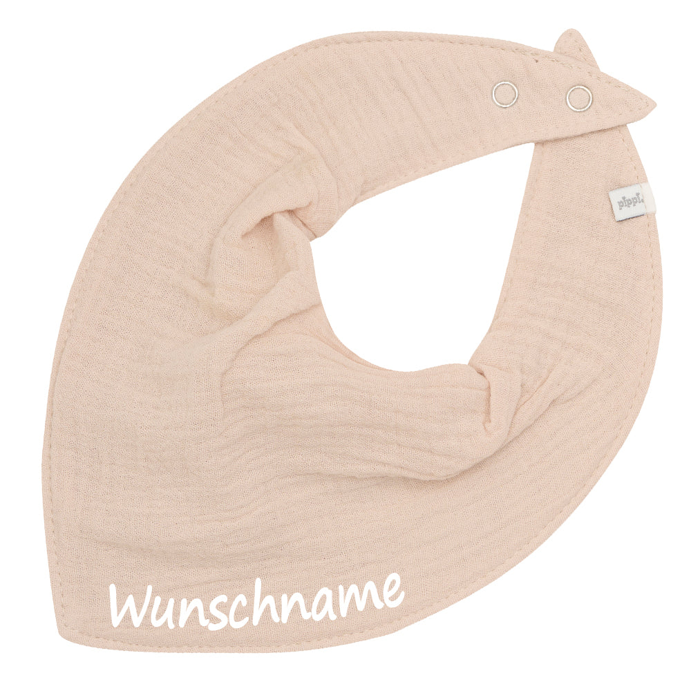 Musselin HALSTUCH personalisiert für Baby und Kleinkind aus Baumwolle in Einheitsgröße Spucktuch mit Wunschname bedruckt