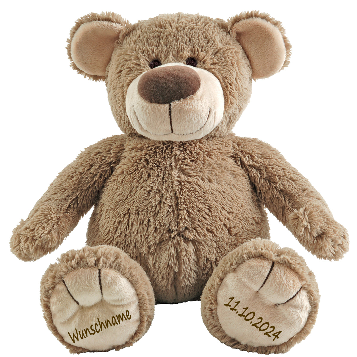 Stofftier Teddy Bär Geschenk mit Namen und Geburtsdatum personalisiert
