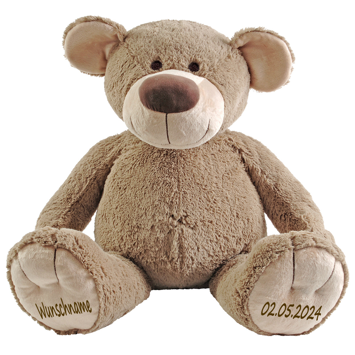 Stofftier Teddy Bär Geschenk mit Namen und Geburtsdatum personalisiert