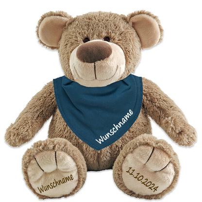 Geschenkset Stofftier Teddybär braun 40cm + Baby Halstuch Farbwahl personalisiert