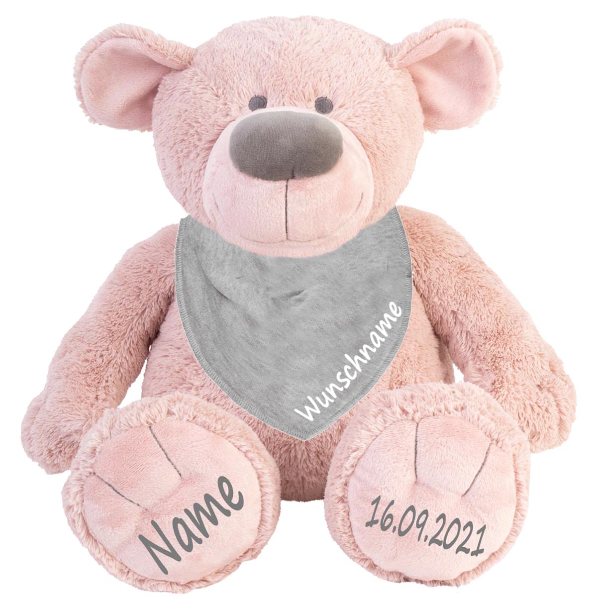 Geschenkset Stofftier Teddybär rosa 40cm + Baby Halstuch Farbwahl personalisiert