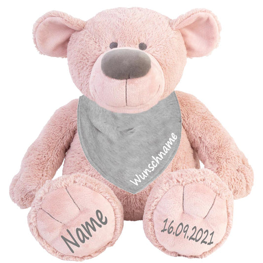 Geschenkset Stofftier Teddybär rosa 40cm + Baby Halstuch Farbwahl personalisiert
