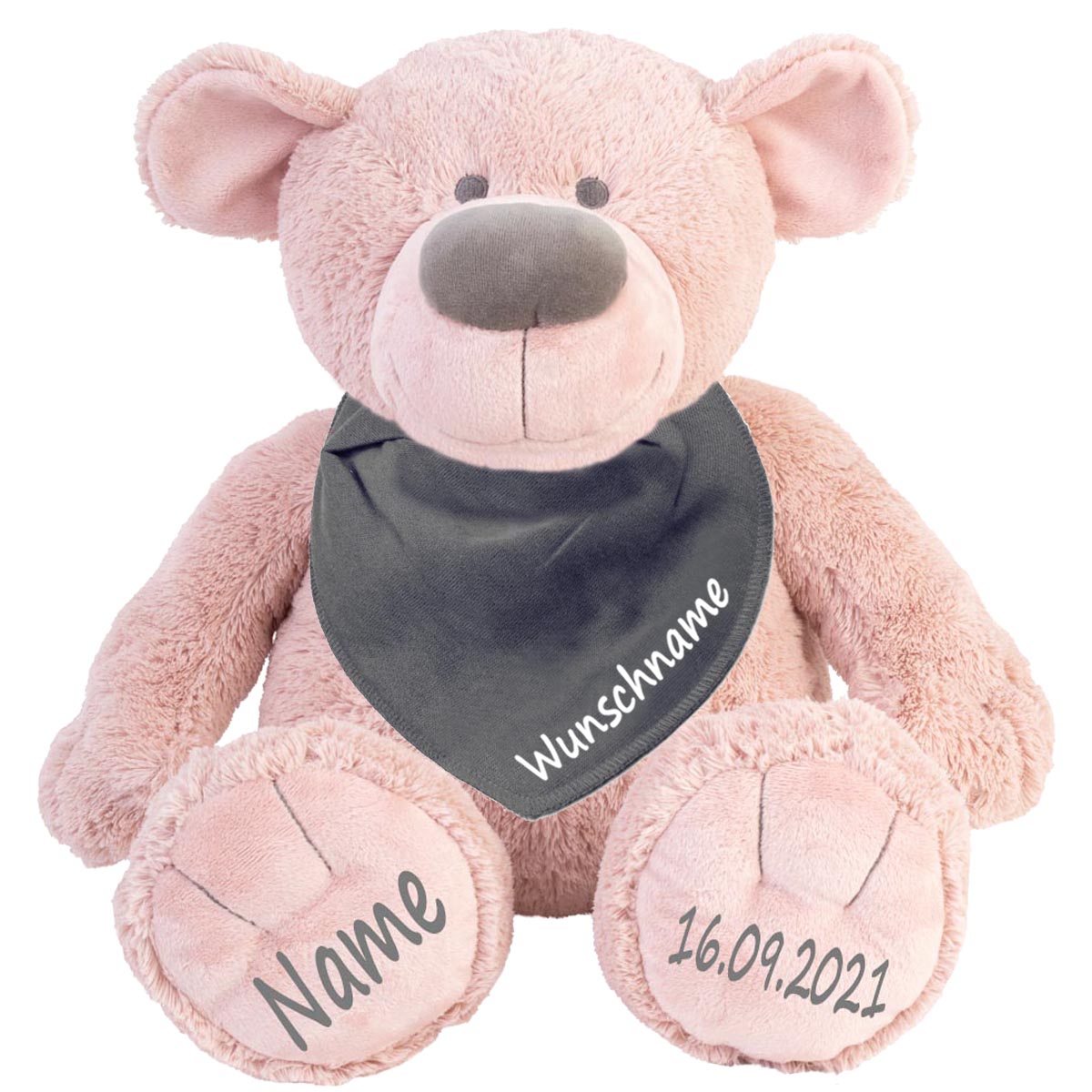 Geschenkset Stofftier Teddybär rosa 40cm + Baby Halstuch Farbwahl personalisiert