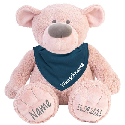 Geschenkset Stofftier Teddybär rosa 40cm + Baby Halstuch Farbwahl personalisiert