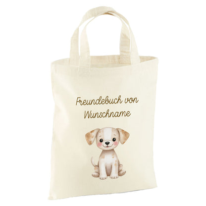 Personalisierte Freundebuch Tasche mit Namen, Baumwolle Stofftasche, Motiv Bauernhoftiere