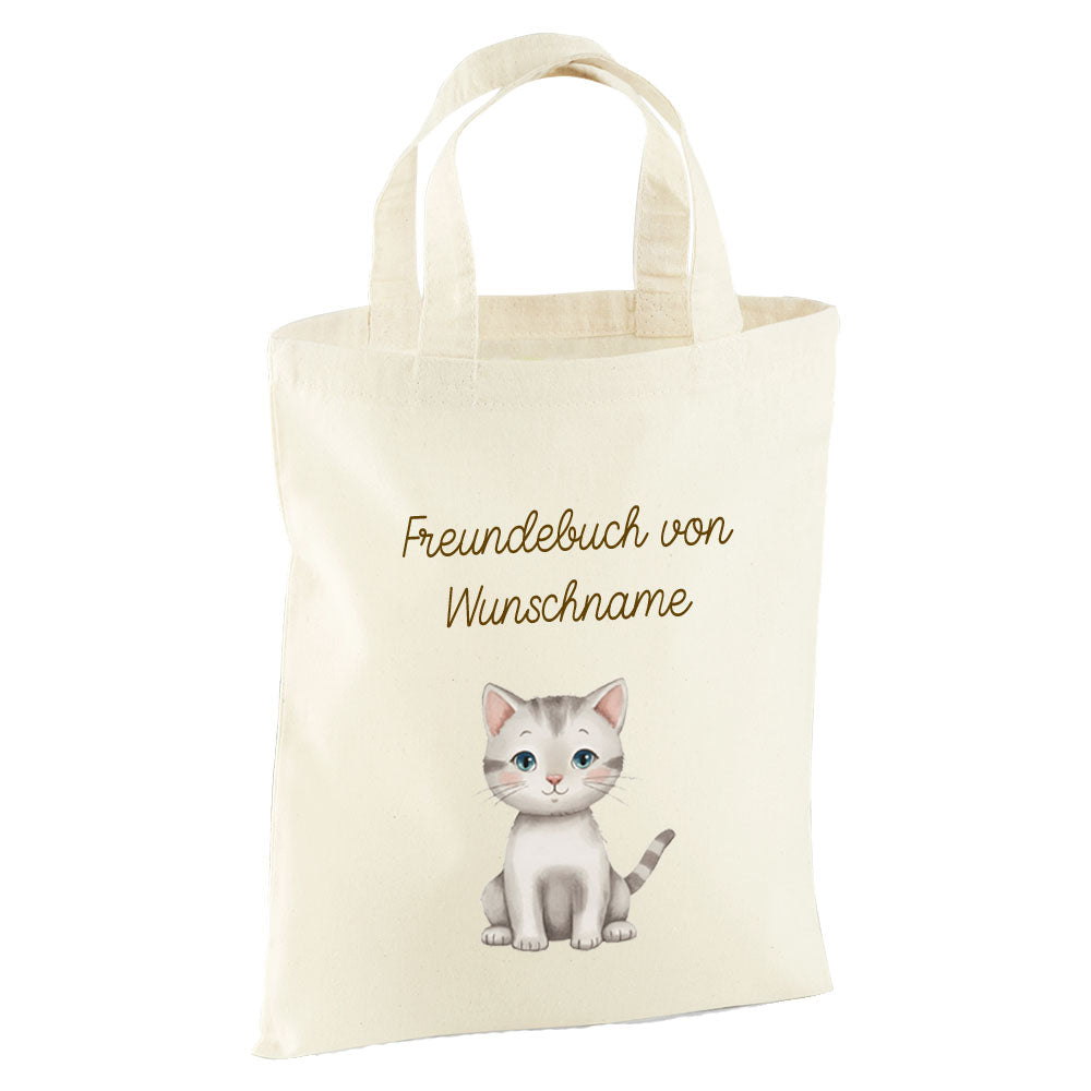 Personalisierte Freundebuch Tasche mit Namen, Baumwolle Stofftasche, Motiv Bauernhoftiere