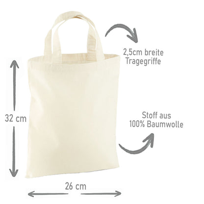Personalisierte Freundebuch Tasche mit Namen, Baumwolle Stofftasche, Motiv Fee auf Pilz