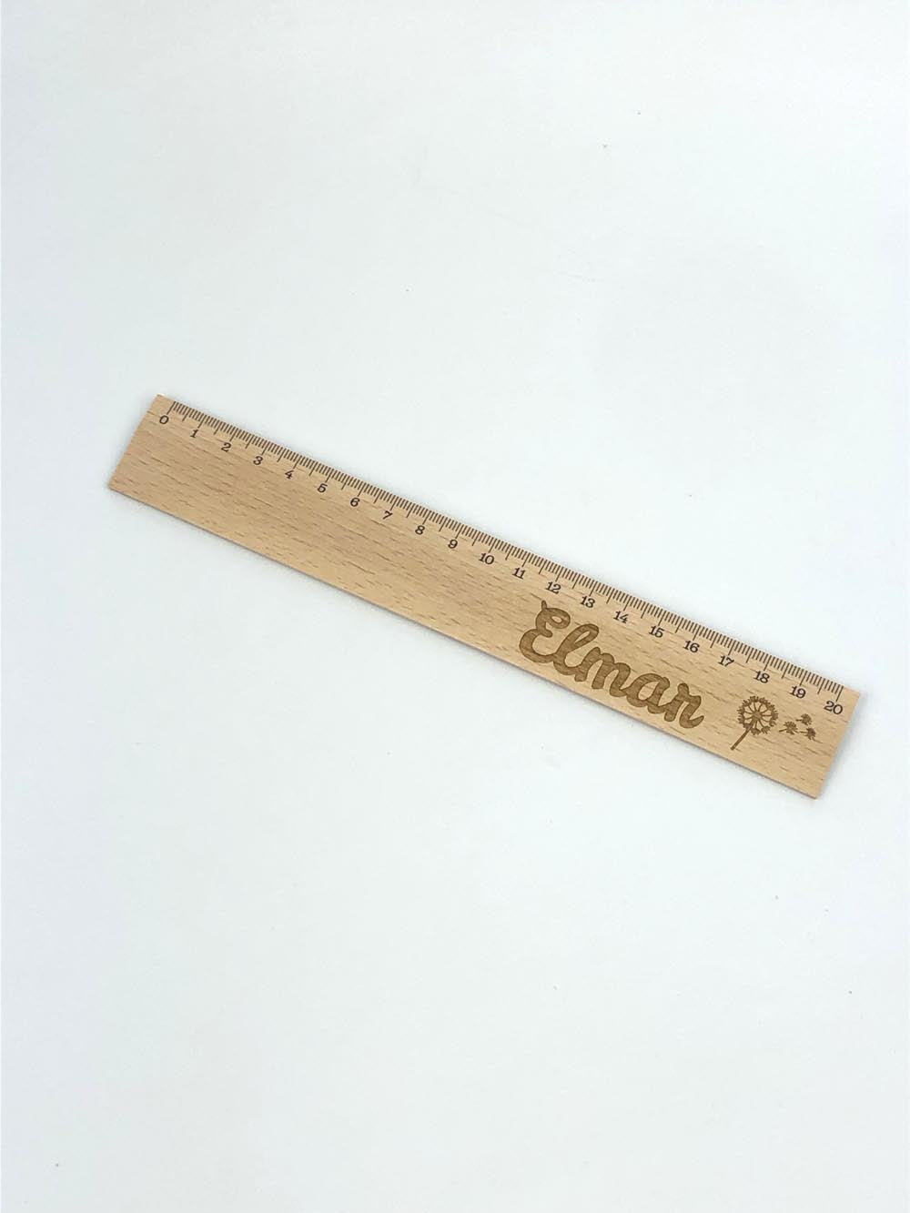Personalisiertes Lineal zur Einschulung mit Name & Motiv graviert - 20cm Holzlineal Geschenk für Schulanfänger Pusteblume