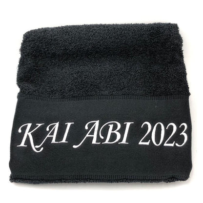 Handtuch Badetuch Badehandtuch aus 100% Baumwolle mit Namen personalisiert Bestickt Schwarz