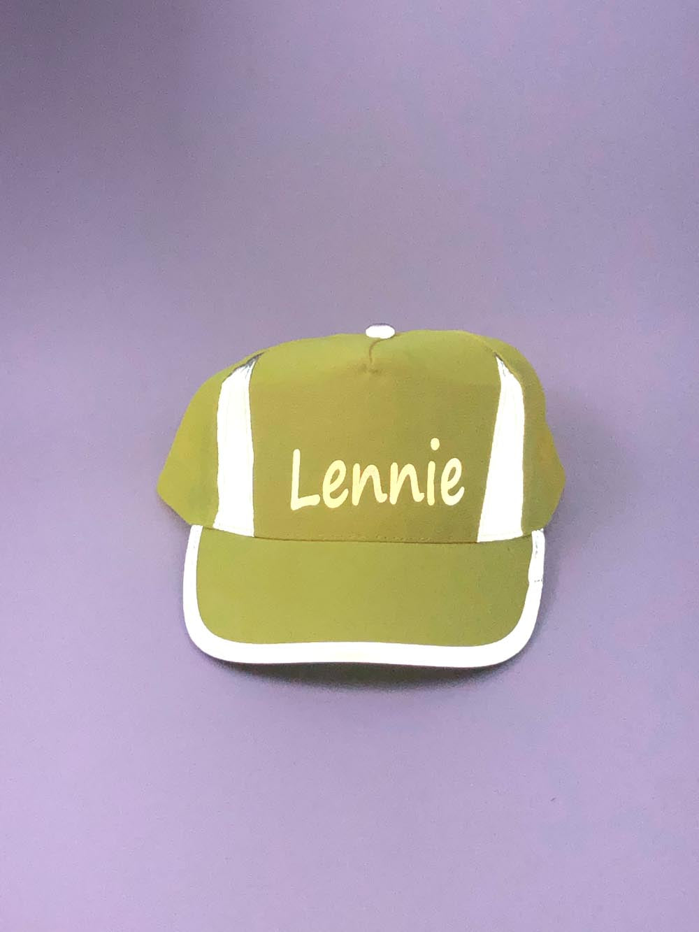 Kinder Warnschutz Cap mit Namen oder Text personalisiert Cap gelb Einheitsgröße