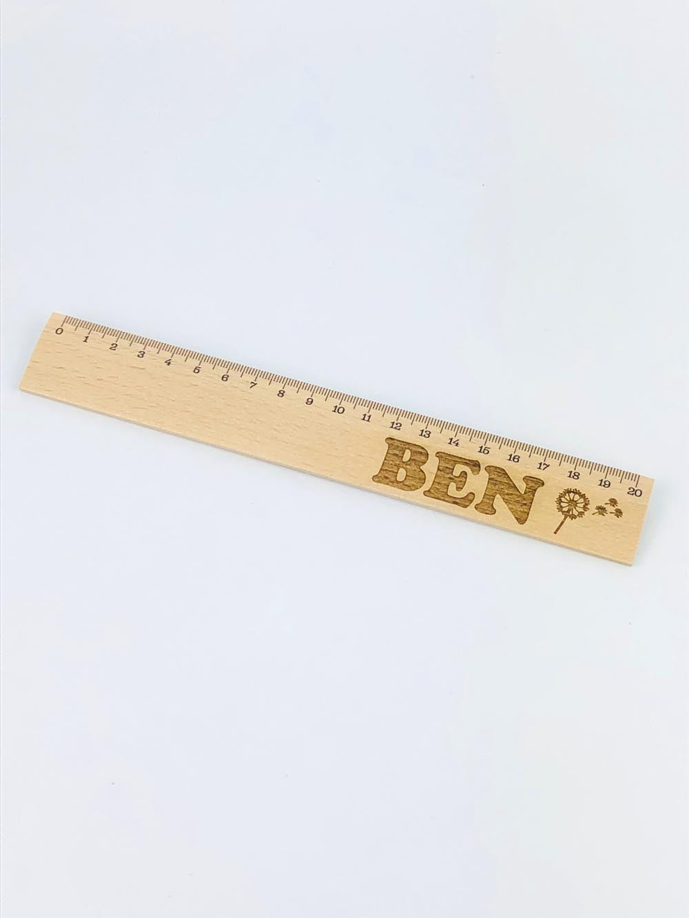 Personalisiertes Lineal zur Einschulung mit Name & Motiv graviert - 20cm Holzlineal Geschenk für Schulanfänger Pusteblume
