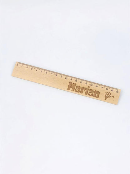 Personalisiertes Lineal zur Einschulung mit Name & Motiv graviert - 20cm Holzlineal Geschenk für Schulanfänger Ballon
