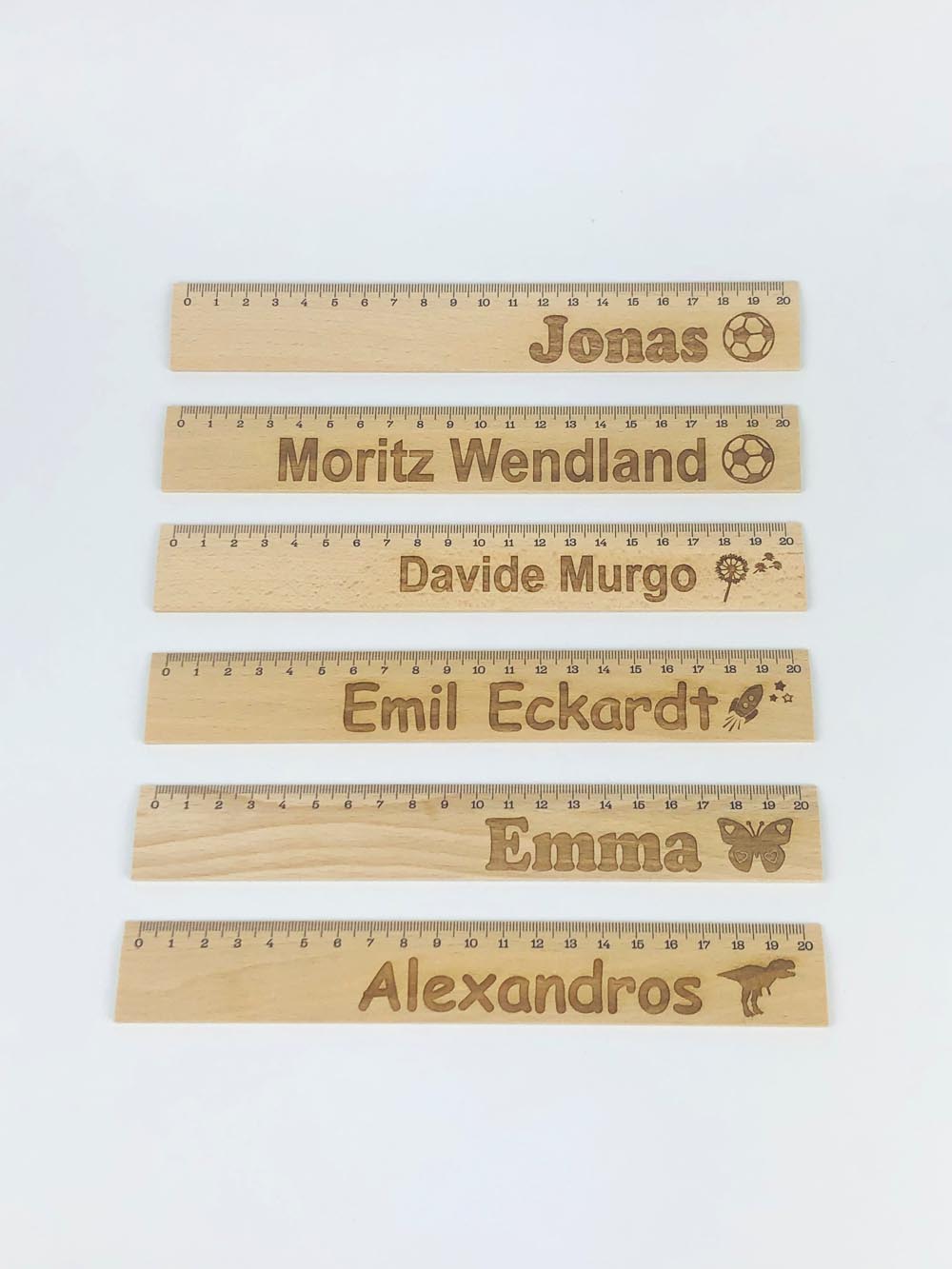 Personalisiertes Lineal zur Einschulung mit Name & Motiv graviert - 20cm Holzlineal Geschenk für Schulanfänger Pusteblume