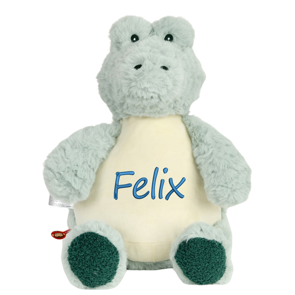 Personalisiertes Stofftier Alligator Kuscheltier Bestickt Plüschtier zur Geburt Stickmotiv Name
