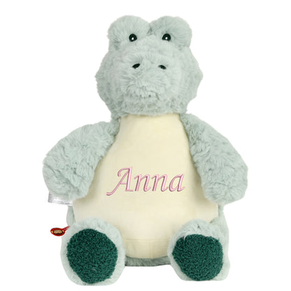 Personalisiertes Stofftier Alligator Kuscheltier Bestickt Plüschtier zur Geburt Stickmotiv Name