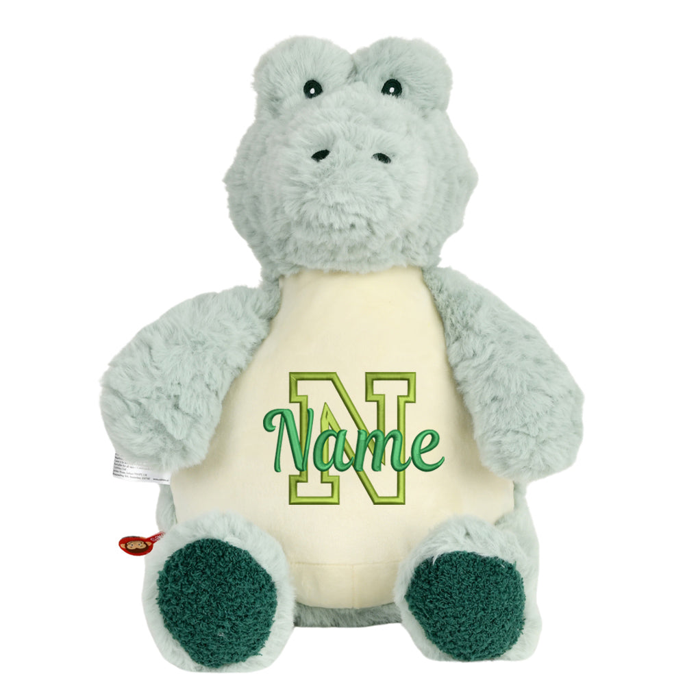 Personalisiertes Stofftier Alligator Kuscheltier Bestickt Plüschtier zur Geburt Stickmotiv Buchstabe