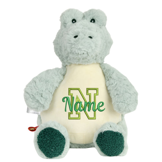 Personalisiertes Stofftier Alligator Kuscheltier Bestickt Plüschtier zur Geburt Stickmotiv Buchstabe