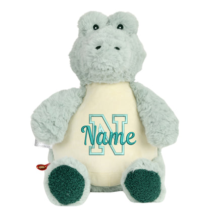 Personalisiertes Stofftier Alligator Kuscheltier Bestickt Plüschtier zur Geburt Stickmotiv Buchstabe