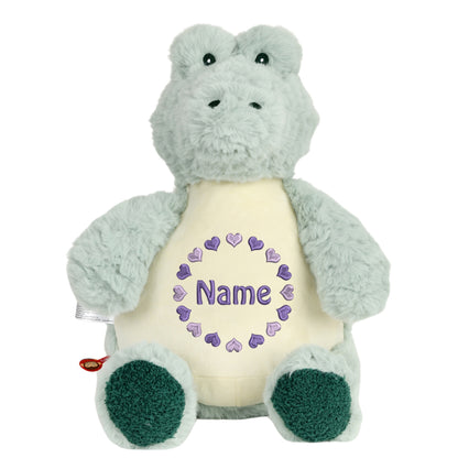 Personalisiertes Stofftier Alligator Kuscheltier Bestickt Plüschtier zur Geburt Stickmotiv Herzkreis
