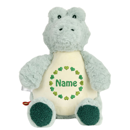 Personalisiertes Stofftier Alligator Kuscheltier Bestickt Plüschtier zur Geburt Stickmotiv Herzkreis
