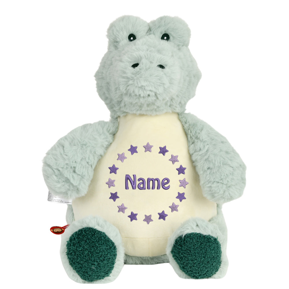 Personalisiertes Stofftier Alligator Kuscheltier Bestickt Plüschtier zur Geburt Stickmotiv Sternkreis