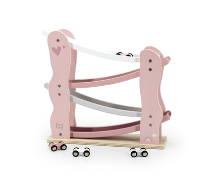 Autobahn Kugelbahn aus Holz rosa personalisiert mit Name und Geburtsdaten Baby Geschenk mit Gravur