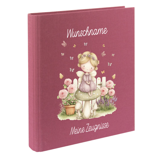 Zeugnismappe Ordner A4 für Zeugnisse – mit Wunschname & Fee-Motiv – Geschenk zur Einschulung oder erstem Zeugnis