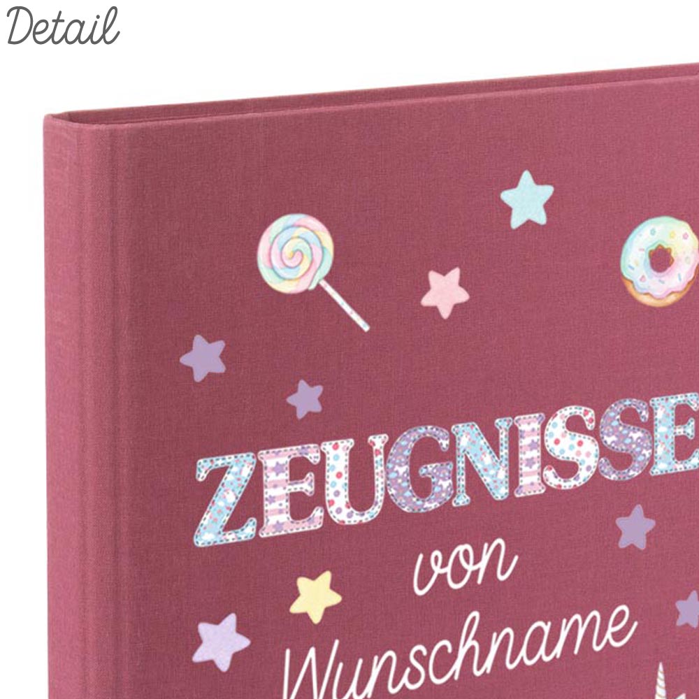 Personalisierte Zeugnismappe – mit Schriftzug Zeugnisse – Ordner A4 für Zeugnisse, Geschenk zur Einschulung Einhorn