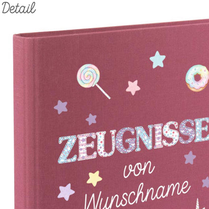 Personalisierte Zeugnismappe – mit Schriftzug Zeugnisse – Ordner A4 für Zeugnisse, Geschenk zur Einschulung Einhorn