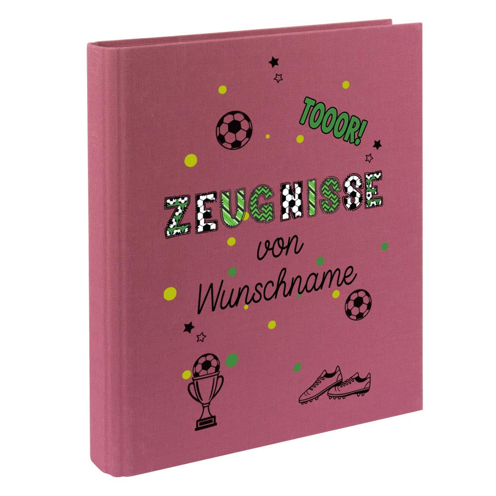 Personalisierte Zeugnismappe – mit Schriftzug Zeugnisse – Ordner A4 für Zeugnisse, Geschenk zur Einschulung Fußball