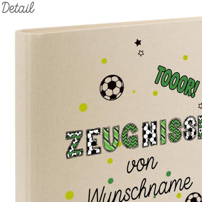 Personalisierte Zeugnismappe – mit Schriftzug Zeugnisse – Ordner A4 für Zeugnisse, Geschenk zur Einschulung Fußball