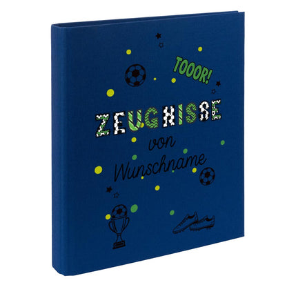 Personalisierte Zeugnismappe – mit Schriftzug Zeugnisse – Ordner A4 für Zeugnisse, Geschenk zur Einschulung Fußball