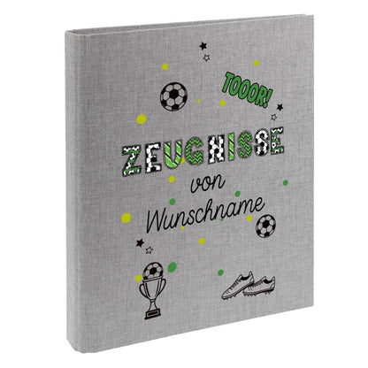 Personalisierte Zeugnismappe – mit Schriftzug Zeugnisse – Ordner A4 für Zeugnisse, Geschenk zur Einschulung Fußball