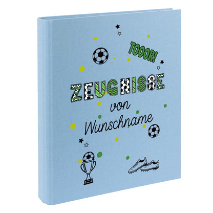 Personalisierte Zeugnismappe – mit Schriftzug Zeugnisse – Ordner A4 für Zeugnisse, Geschenk zur Einschulung Fußball