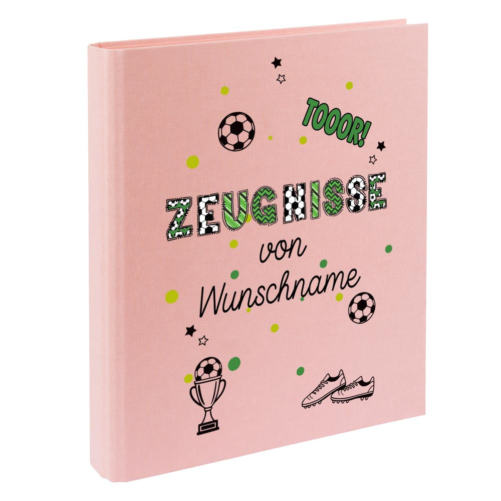 Personalisierte Zeugnismappe – mit Schriftzug Zeugnisse – Ordner A4 für Zeugnisse, Geschenk zur Einschulung Fußball