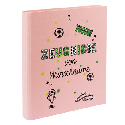 Personalisierte Zeugnismappe – mit Schriftzug Zeugnisse – Ordner A4 für Zeugnisse, Geschenk zur Einschulung Fußball