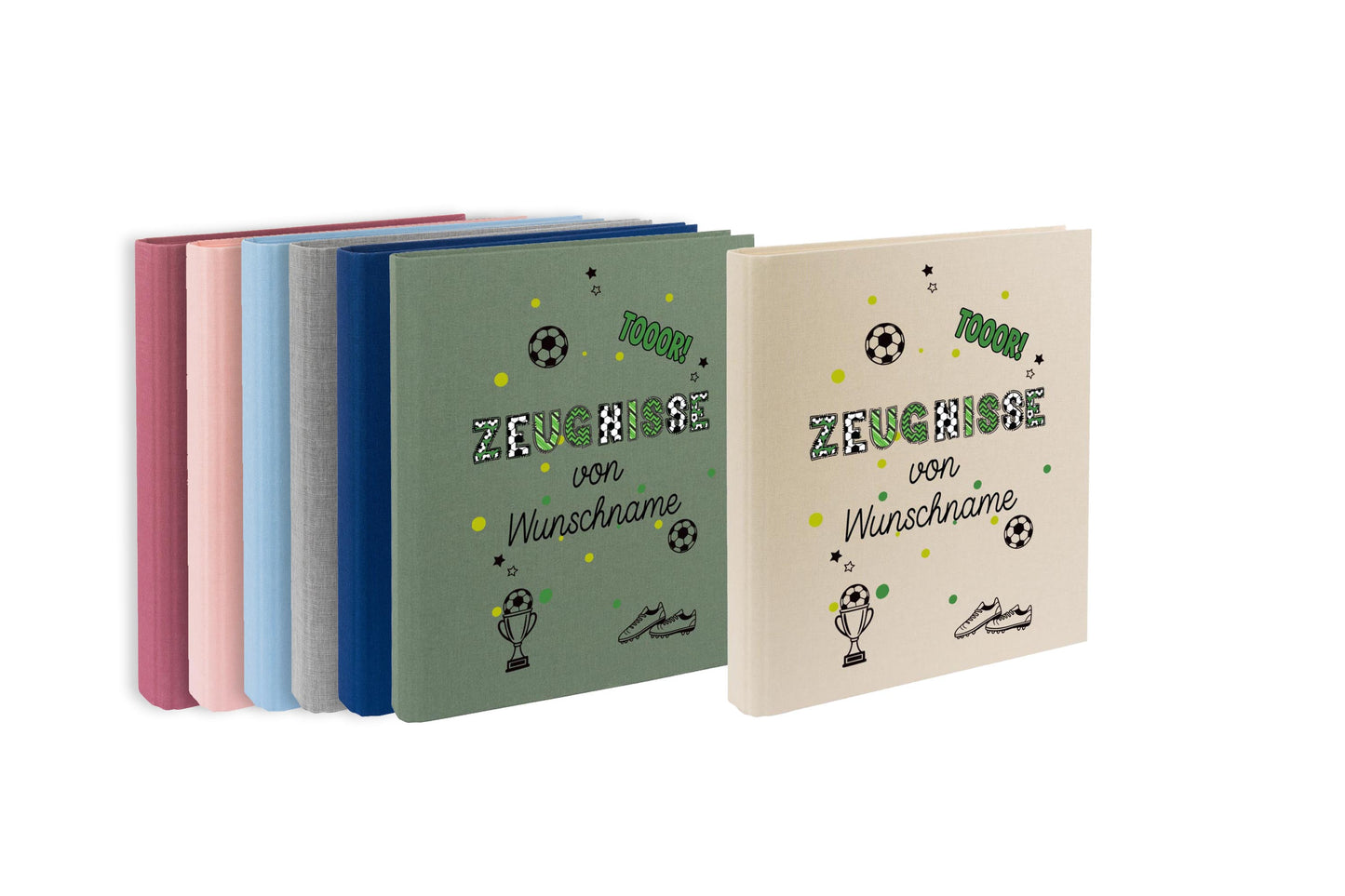 Personalisierte Zeugnismappe – mit Schriftzug Zeugnisse – Ordner A4 für Zeugnisse, Geschenk zur Einschulung Fußball